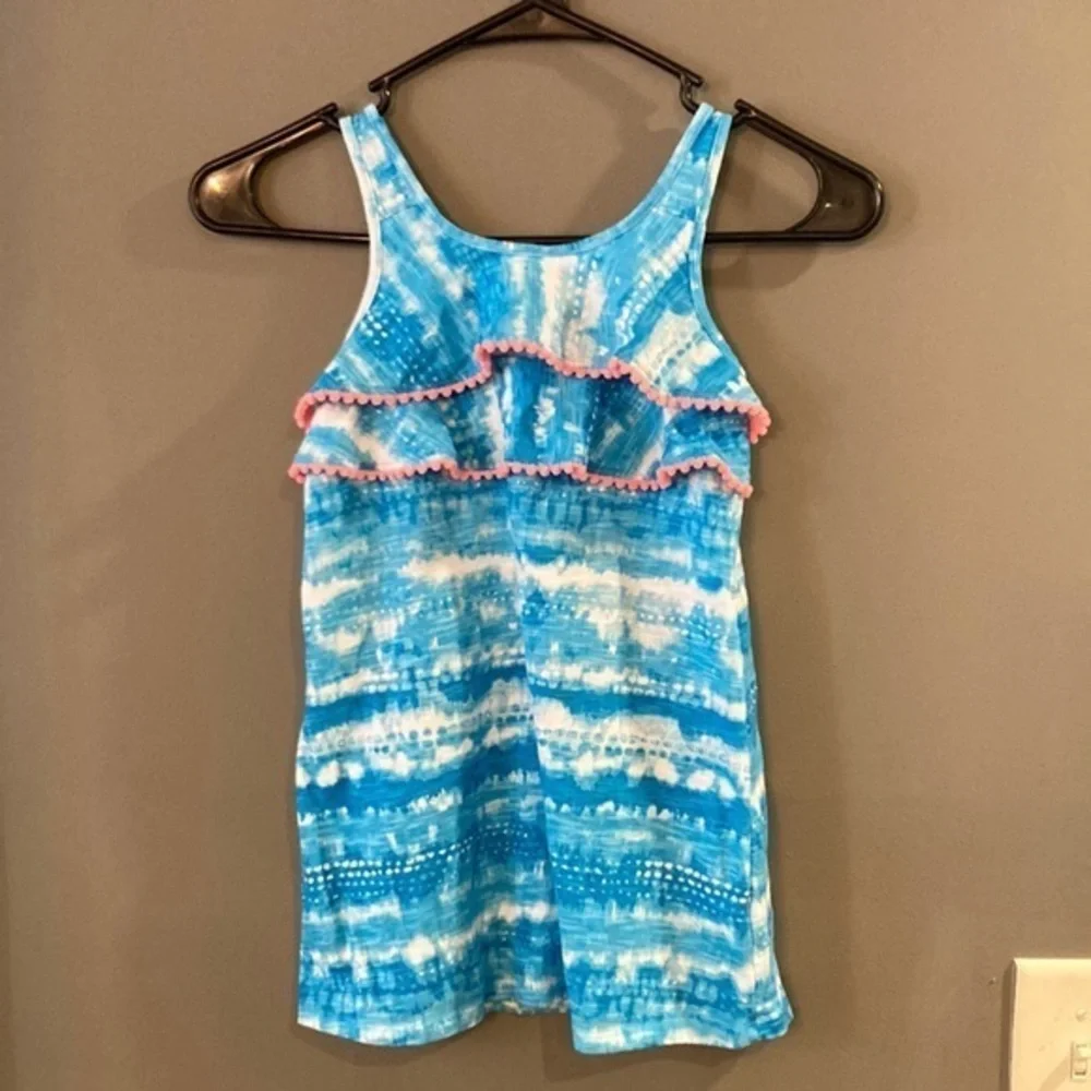 Fun Blue, White, and Orange Dress - Picture 1 of 3